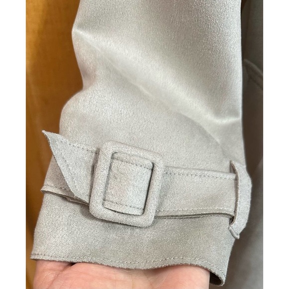 NWOT, T Tahari Women’s Taupe Faux Suede Size Small Long Coat - Picture 5 of 16